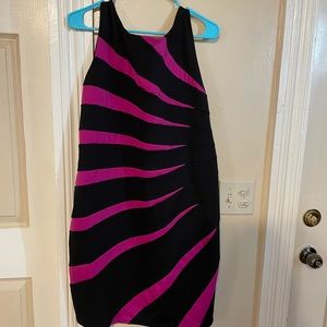 Pink and black body con dress